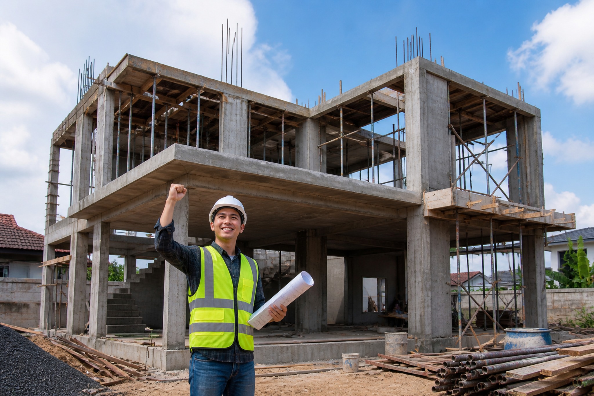 Tulangan besi beton untuk pondasi rumah 2 lantai — sloof kolom dan footplat berstandar SNI - cara menghitung kebutuhan besi pondasi rumah 2 lantai