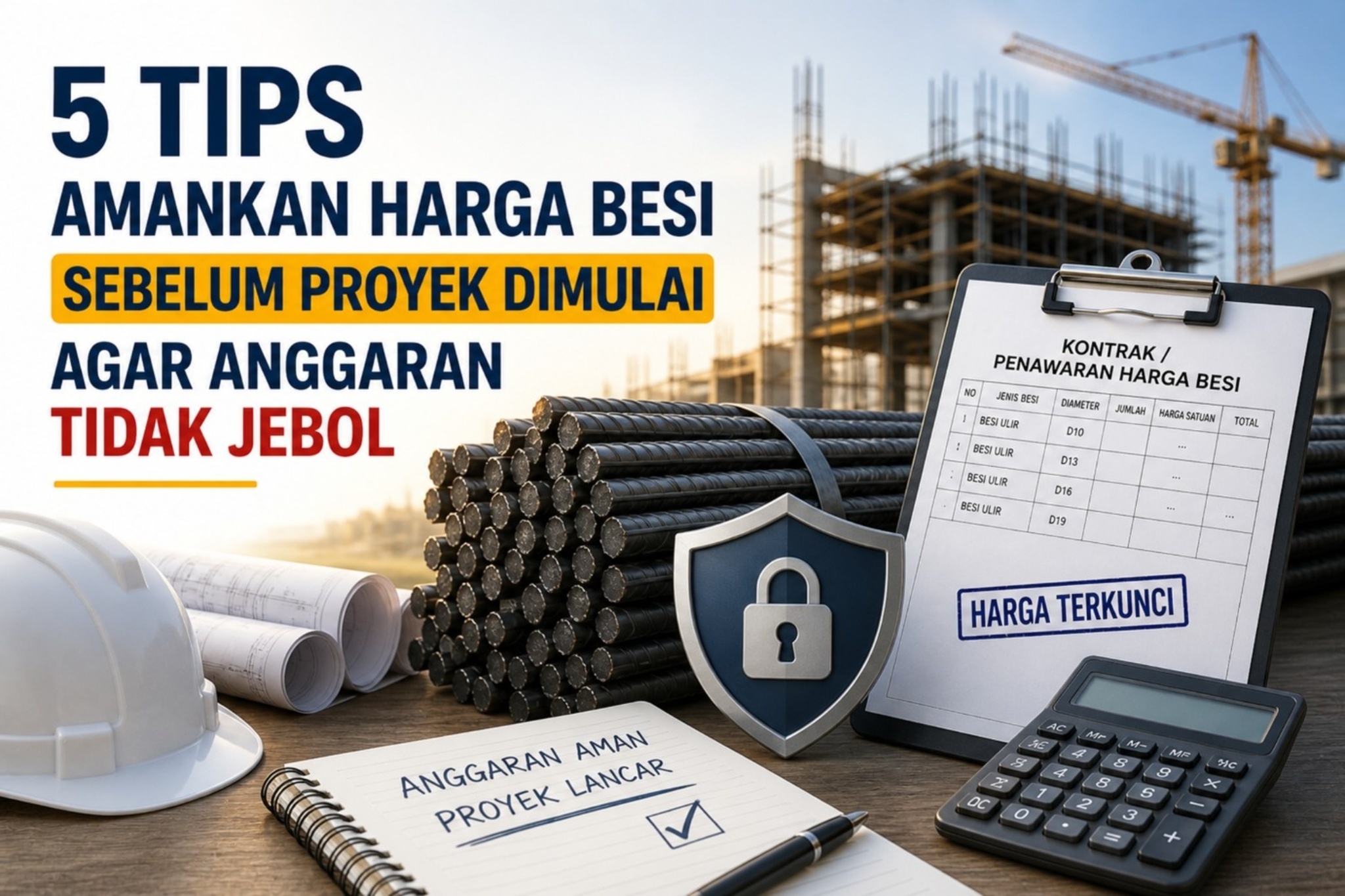 Kontraktor merencanakan pengadaan besi sebelum proyek dimulai untuk mengamankan anggaran